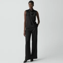 Twisted Split Blouse in Satin