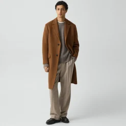 Two-Button Coat in Plush Melton
