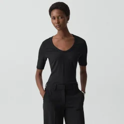 U-Neck Tee in Stretch Rib