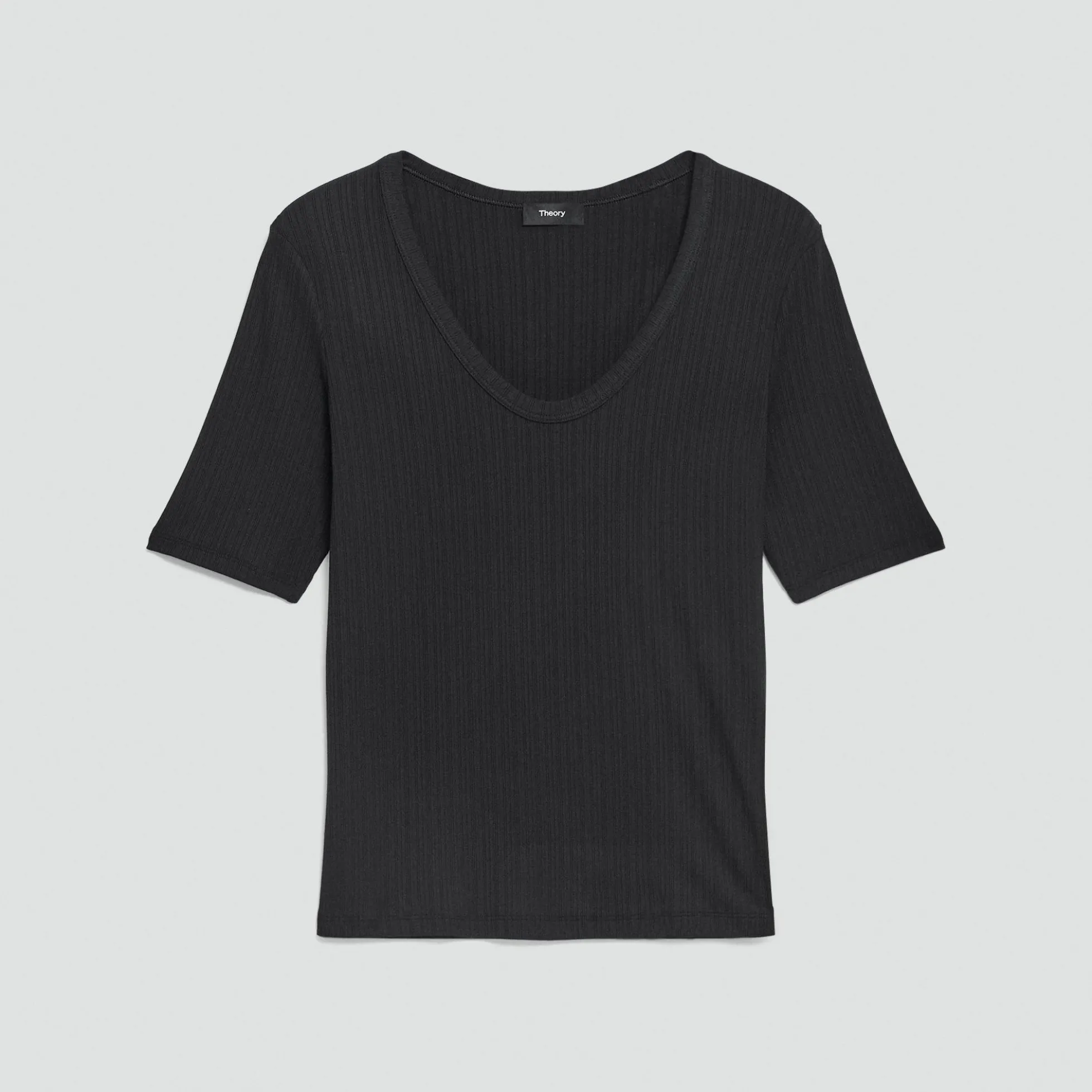 U-Neck Tee in Stretch Rib