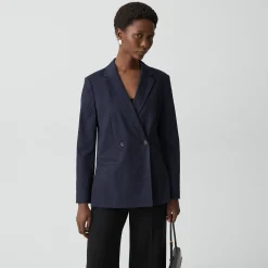 Vented Double-Breasted Blazer in Good Linen