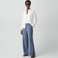 Vented Pull-On Pant in Fluid Linen