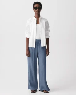 Vented Pull-On Pant in Fluid Linen