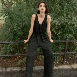 Vented Pull-On Pant in Washed Stripe