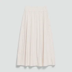 Vented Skirt in Striped Cotton-Blend