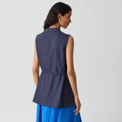 Vented Vest in Washed Twill