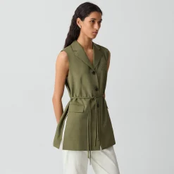 Vented Vest in Washed Twill