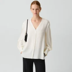 V-Neck Blouse in Silk Georgette