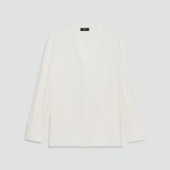 V-Neck Blouse in Silk Georgette