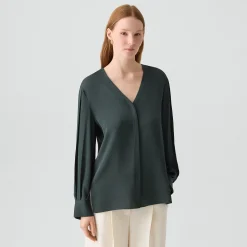 V-Neck Blouse in Silk Georgette