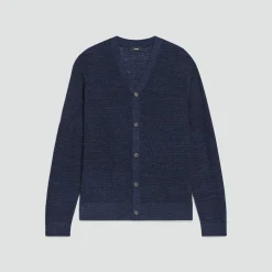 V-Neck Cardigan in Pacific Linen