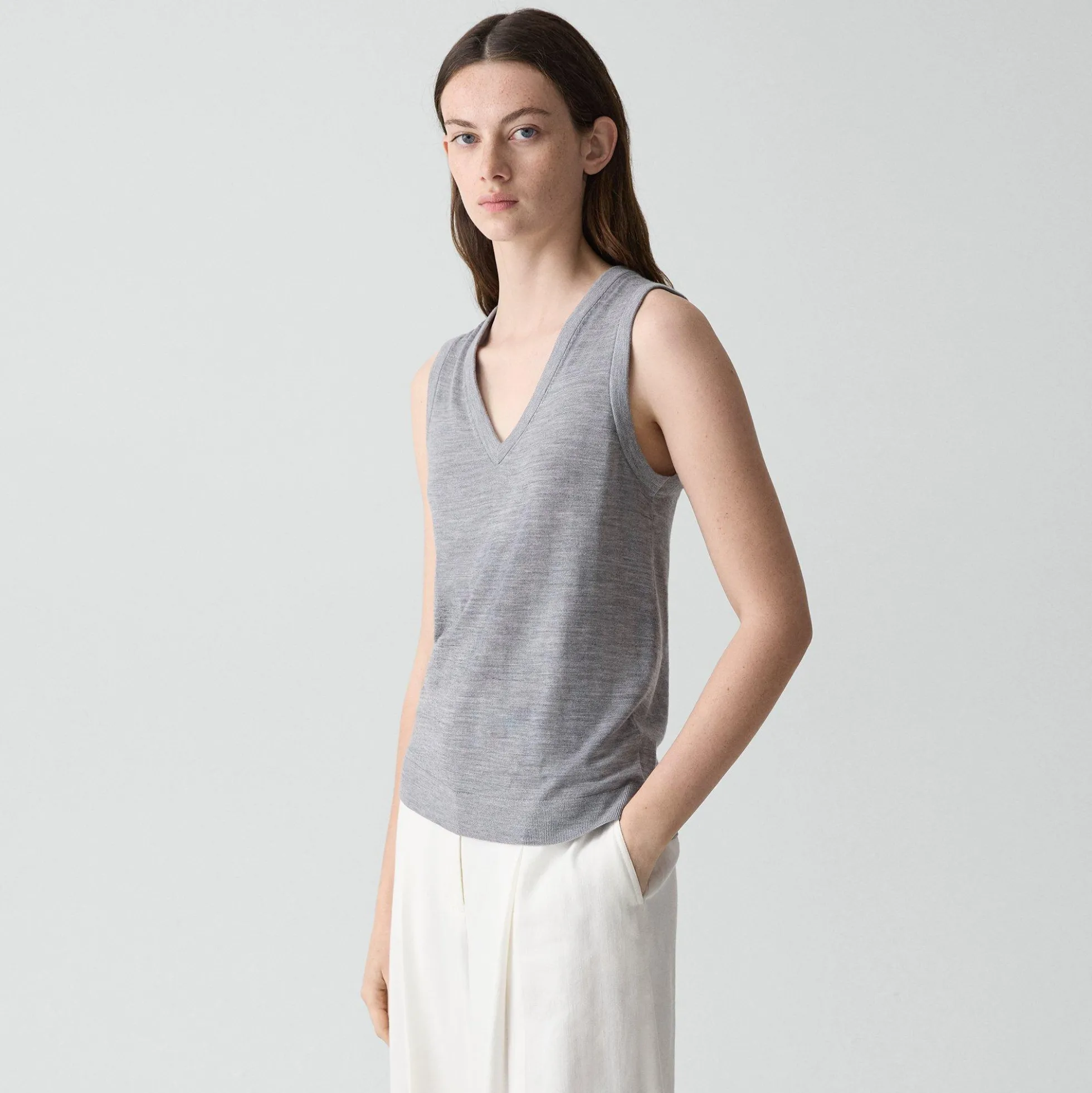 V-Neck Tank Top in Regal Wool