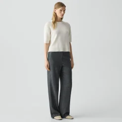 Wide-Leg Pull-On Pant in Marled Flannel