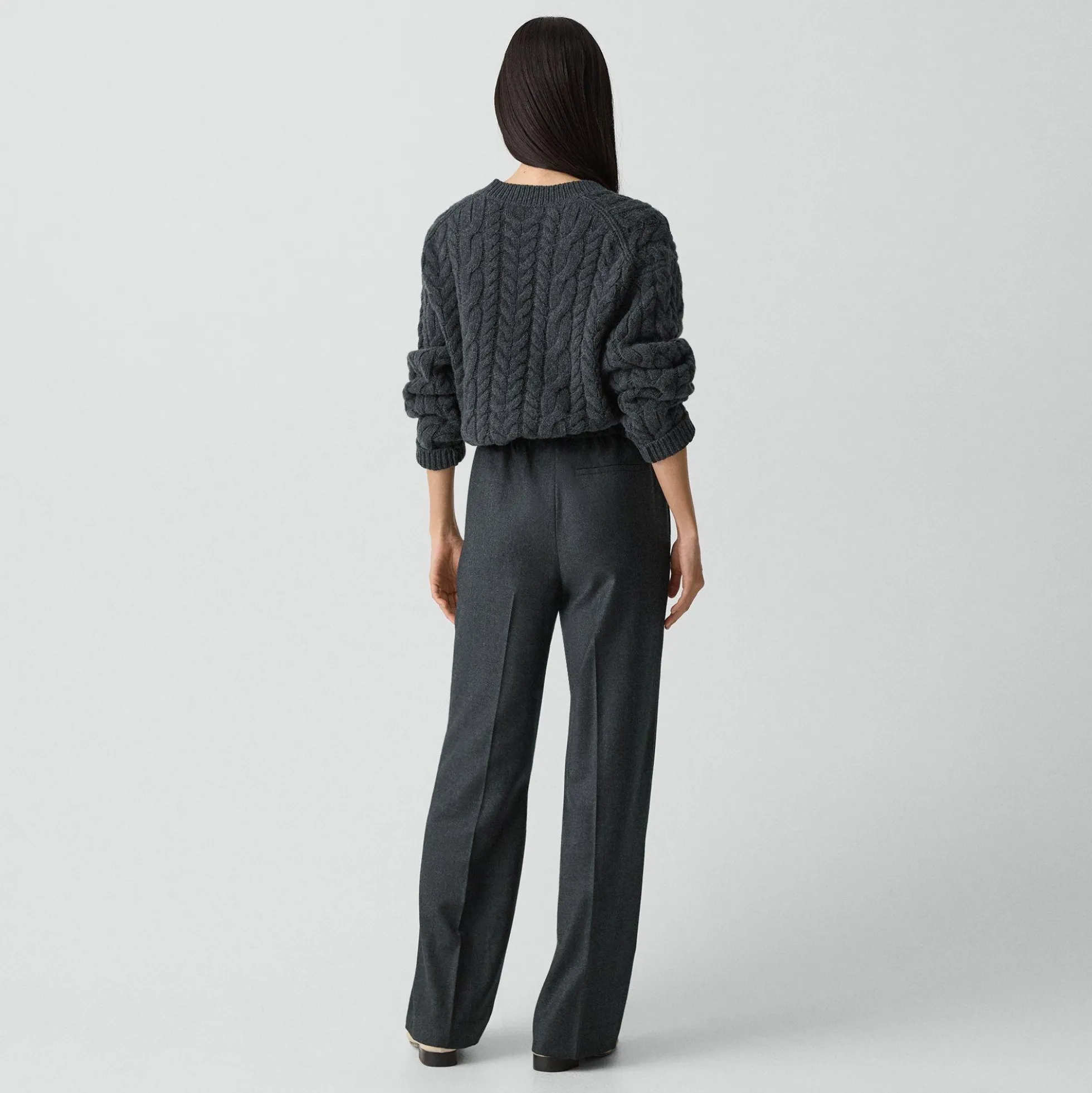 Wide-Leg Pull-On Pant in Sleek Flannel