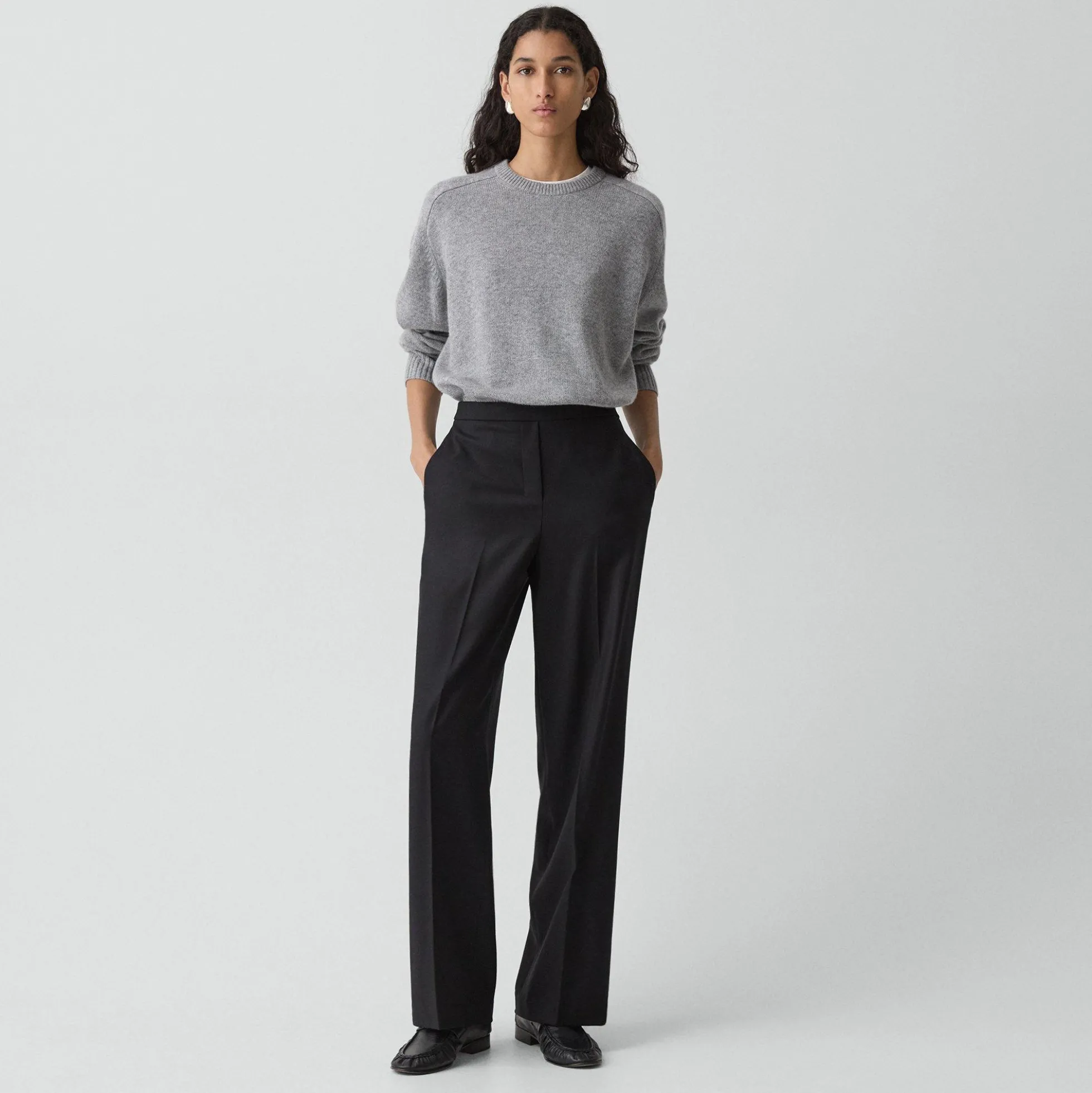 Wide-Leg Pull-On Pant in Sleek Flannel