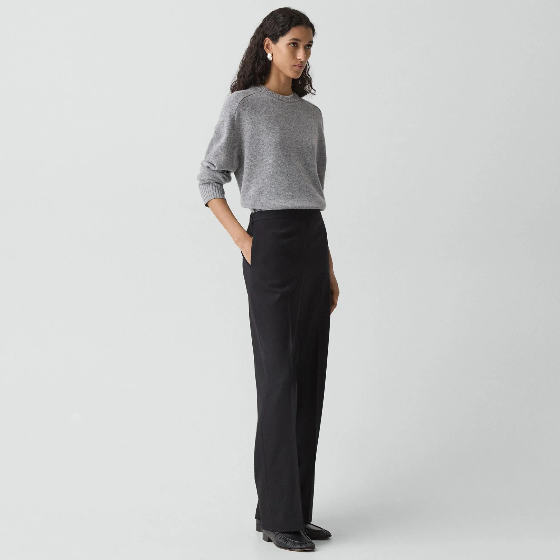 Wide-Leg Pull-On Pant in Sleek Flannel