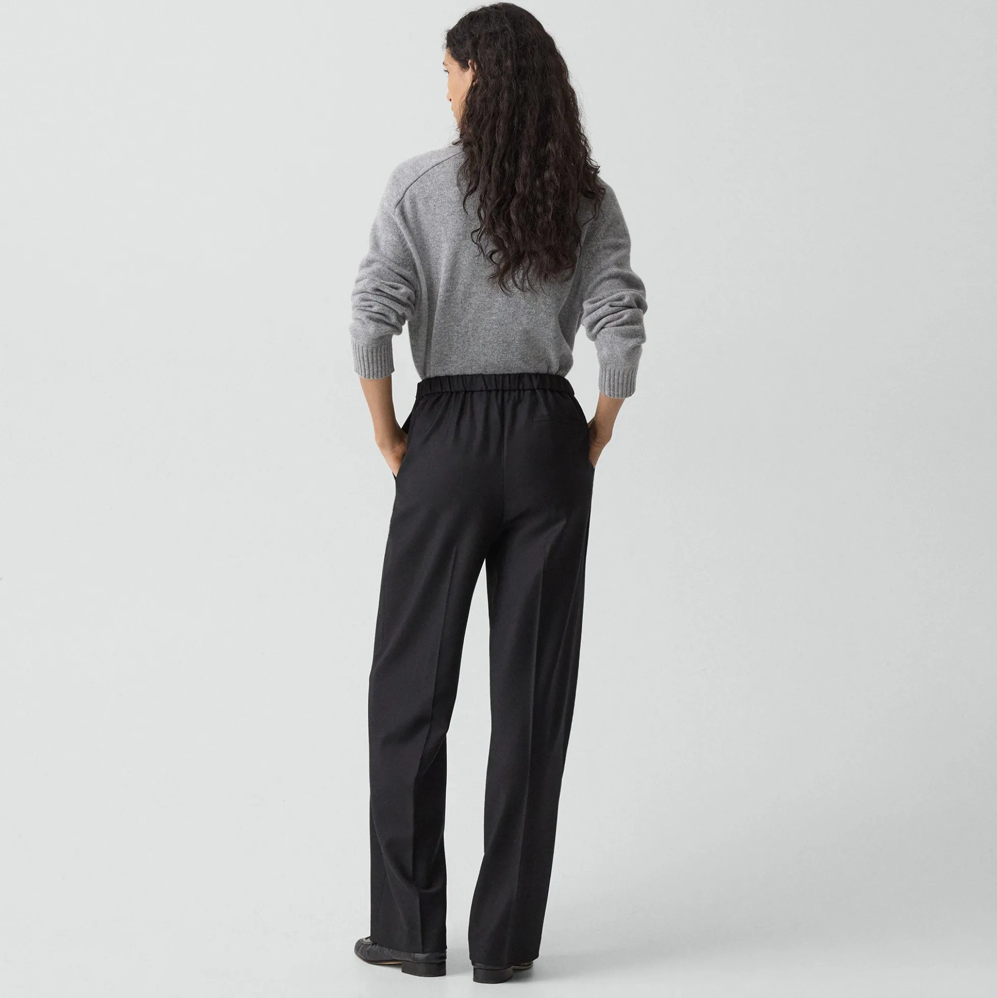Wide-Leg Pull-On Pant in Sleek Flannel