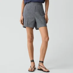 Wide-Leg Pull-On Short in Fluid Linen