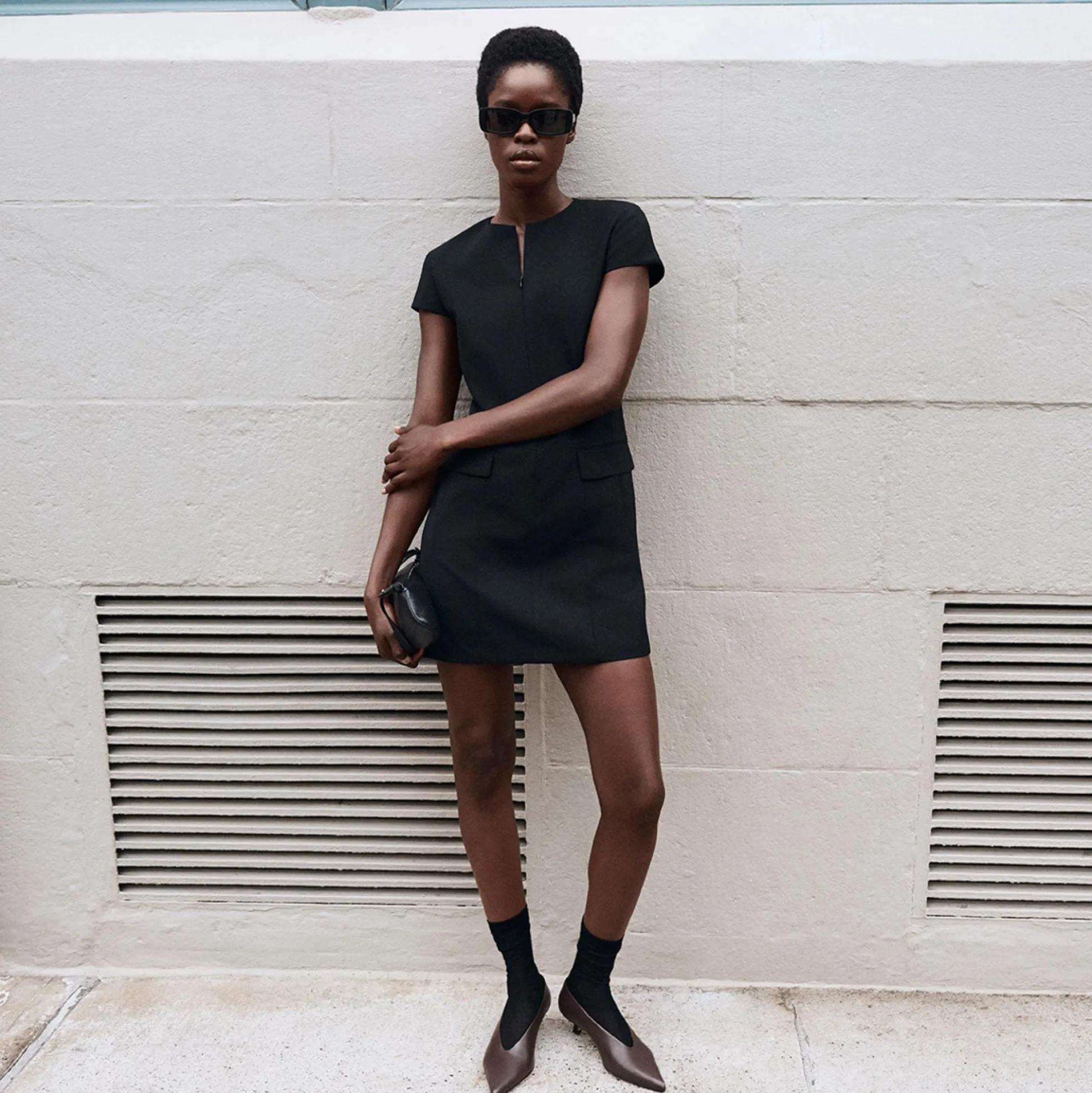 Zip Mini Dress in Good Wool