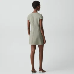 Zip Mini Dress in Wool Gabardine